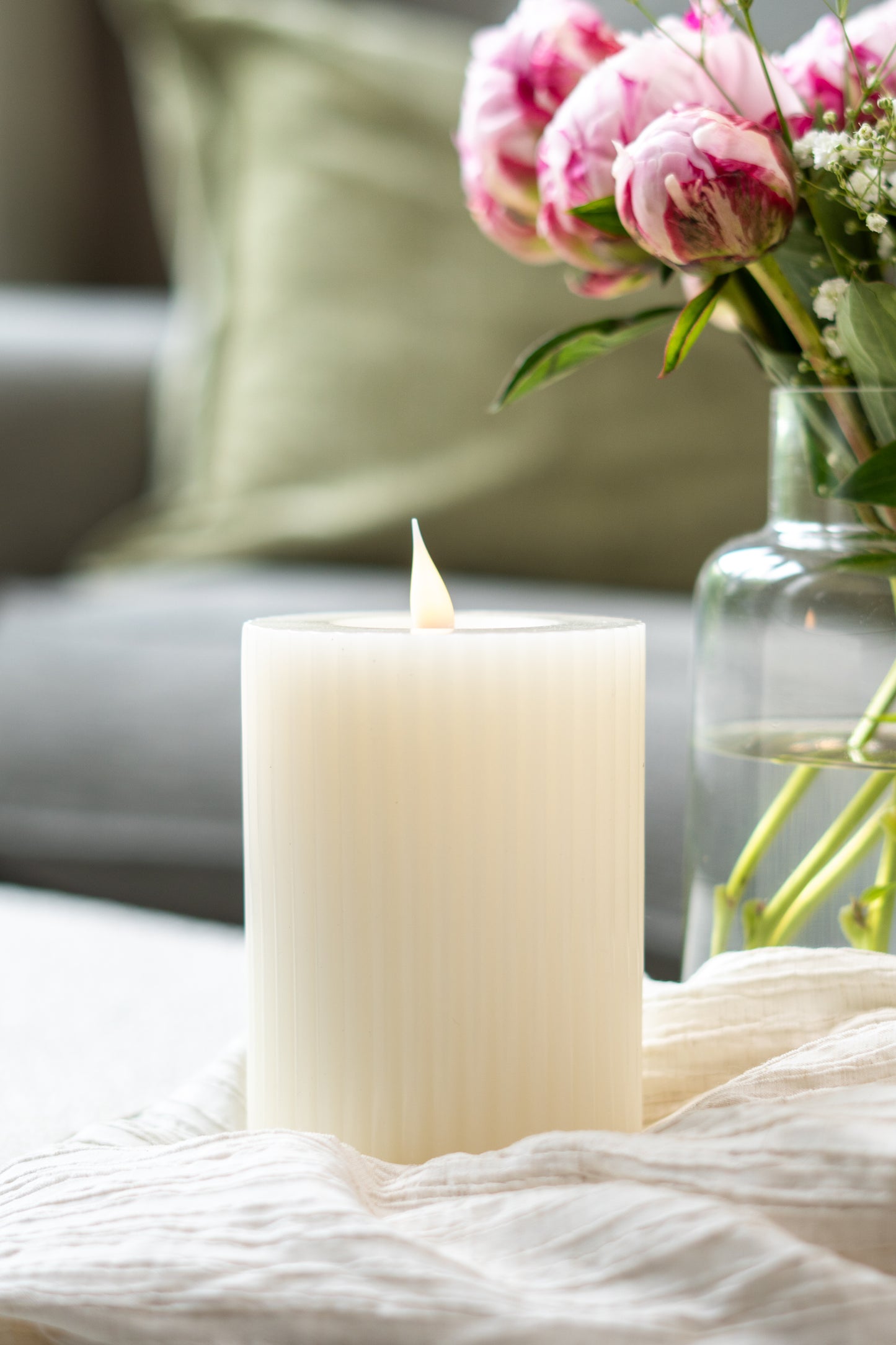 Ridged Pillar Candle 158mm Gift set