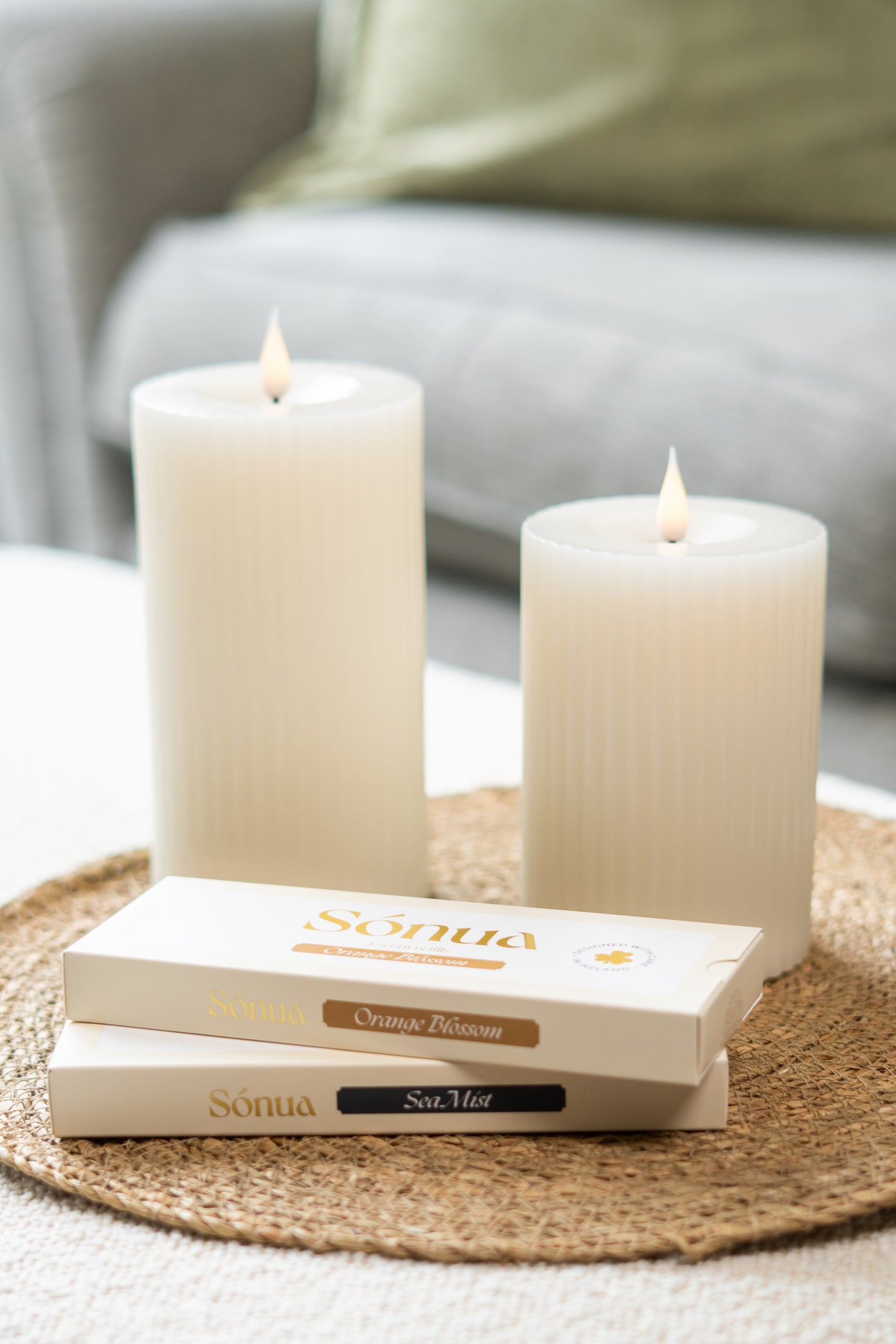 Ridged Pillar Candle 158mm Gift set