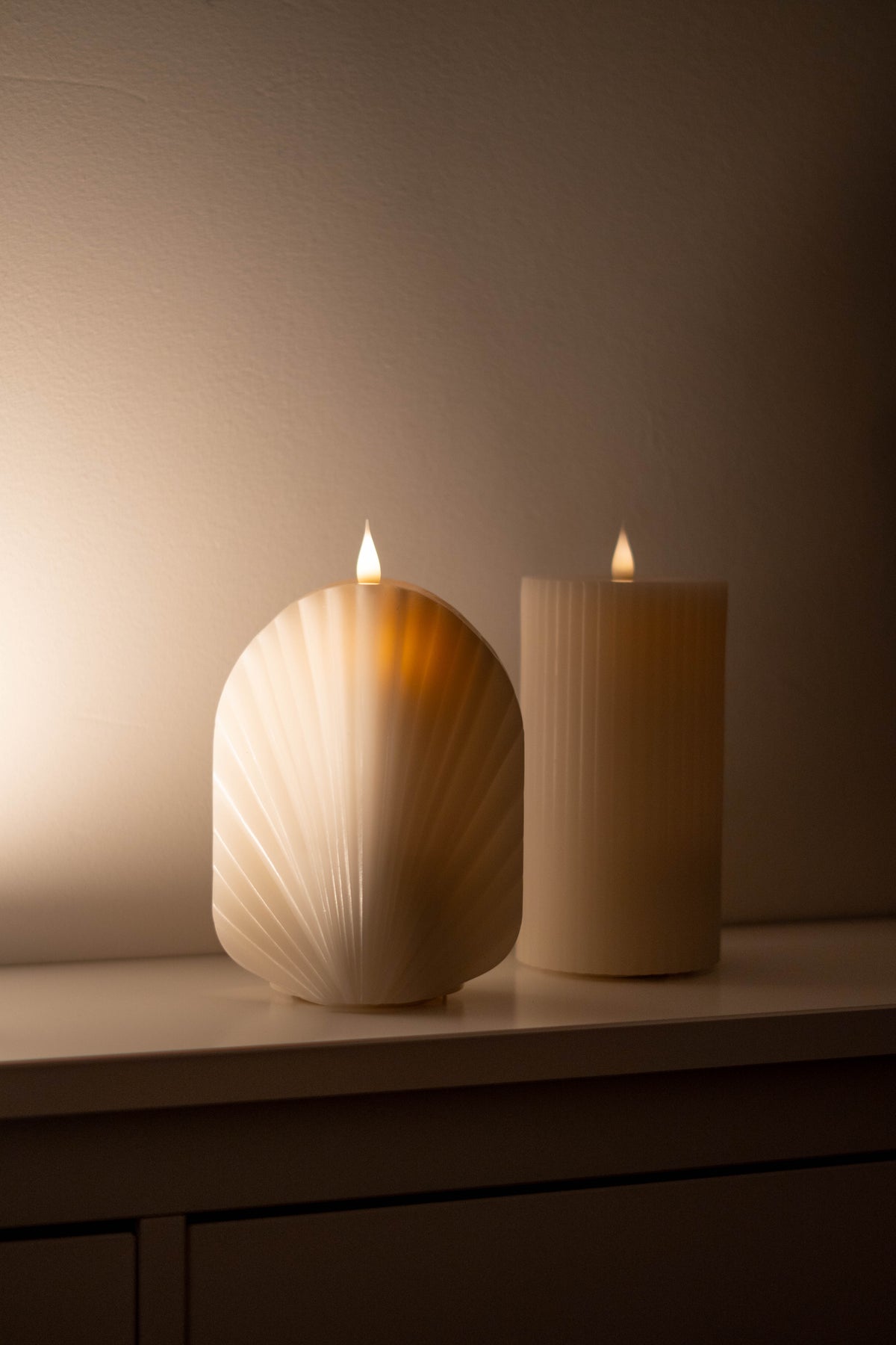 Ridged Pillar Candle 195mm Gift set