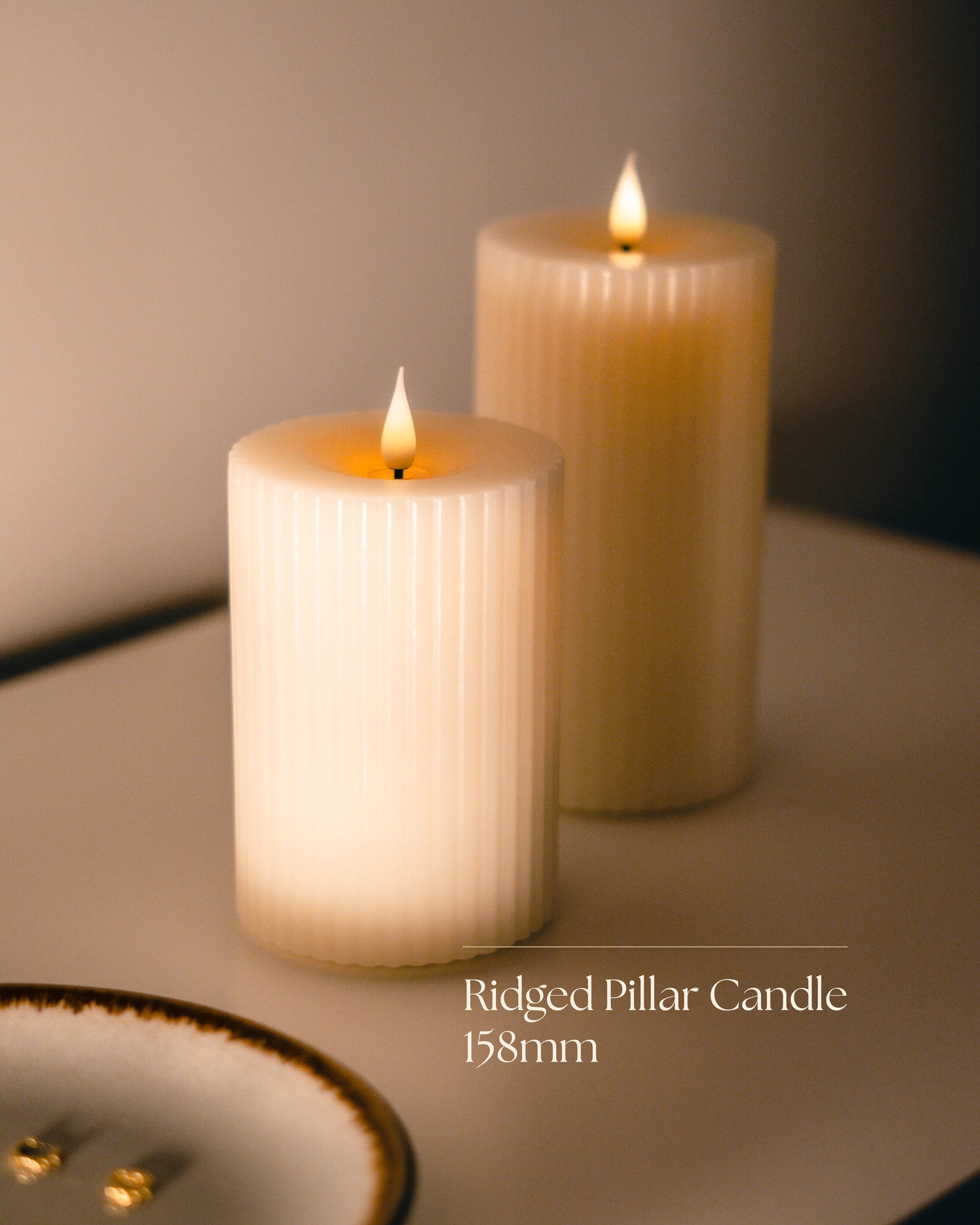 Ridged Pillar Candle 158mm Gift set