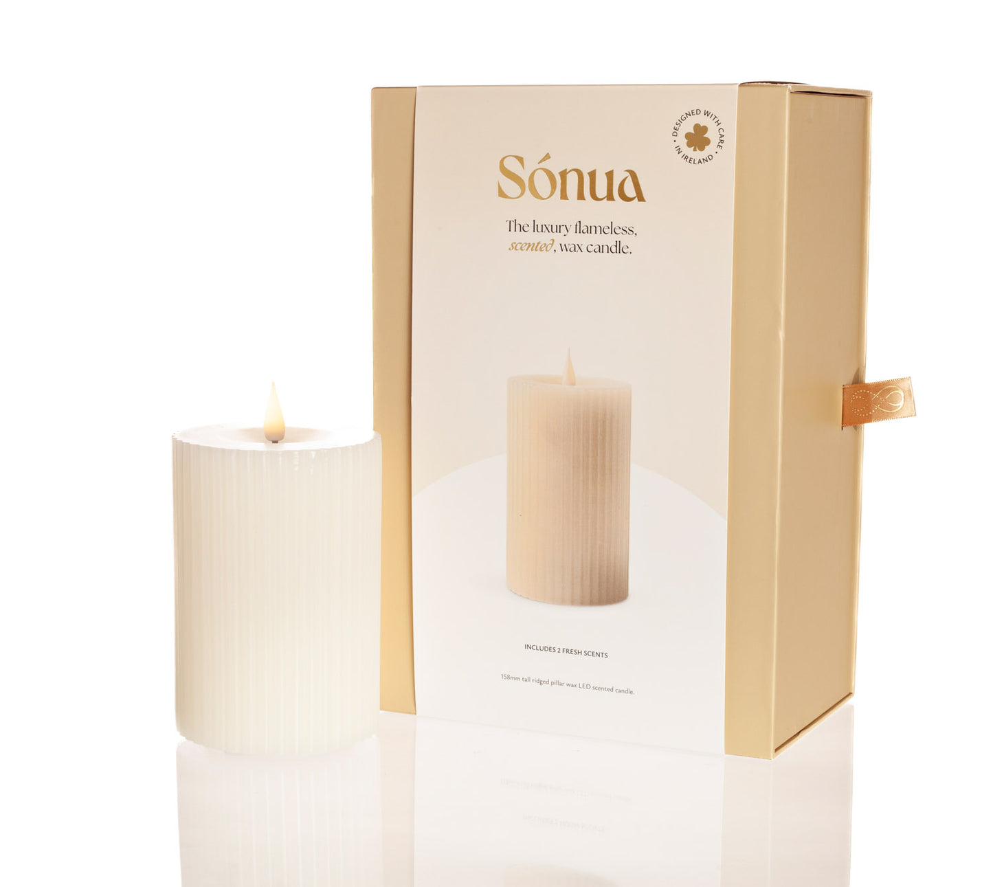 Ridged Pillar Candle 158mm Gift set