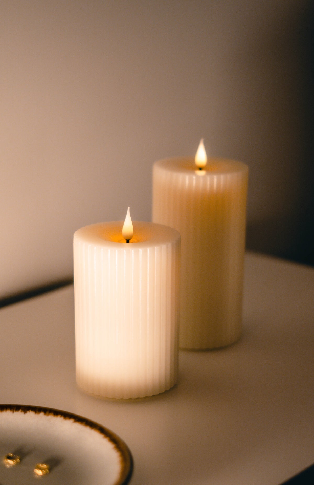 Ridged Pillar Candle 158mm
