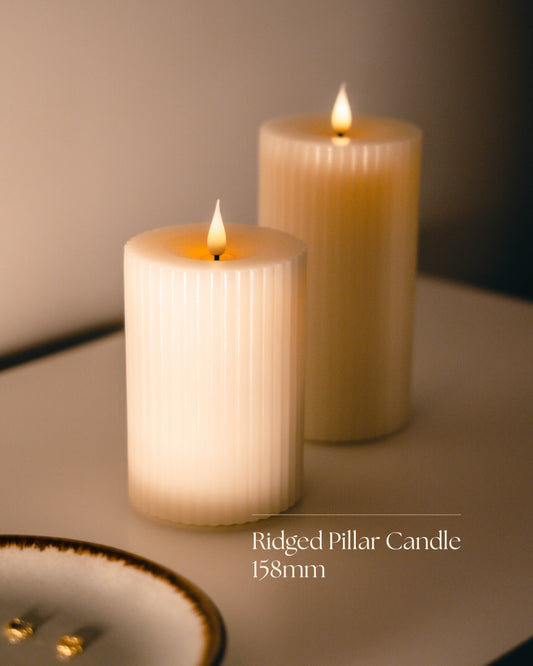 Ridged Pillar Candle 158mm Gift set