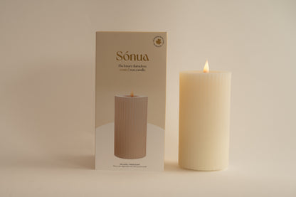 NEW Ridged Pillar Candle 195mm