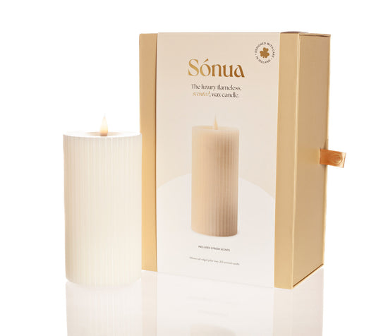 Ridged Pillar Candle 195mm Gift set